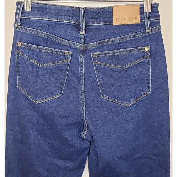 NWT JUDY BLUE High Waist Tummy Control Straight Leg Dark Blue Jeans Size 5/27 - Picture 7 of 11